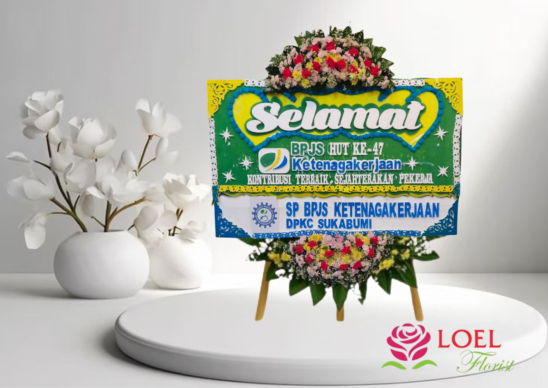 Bunga Ucapan Belasungkawa - Papan Bunga | Rangkaian Bunga Segar Sukabumi - Loel Florist